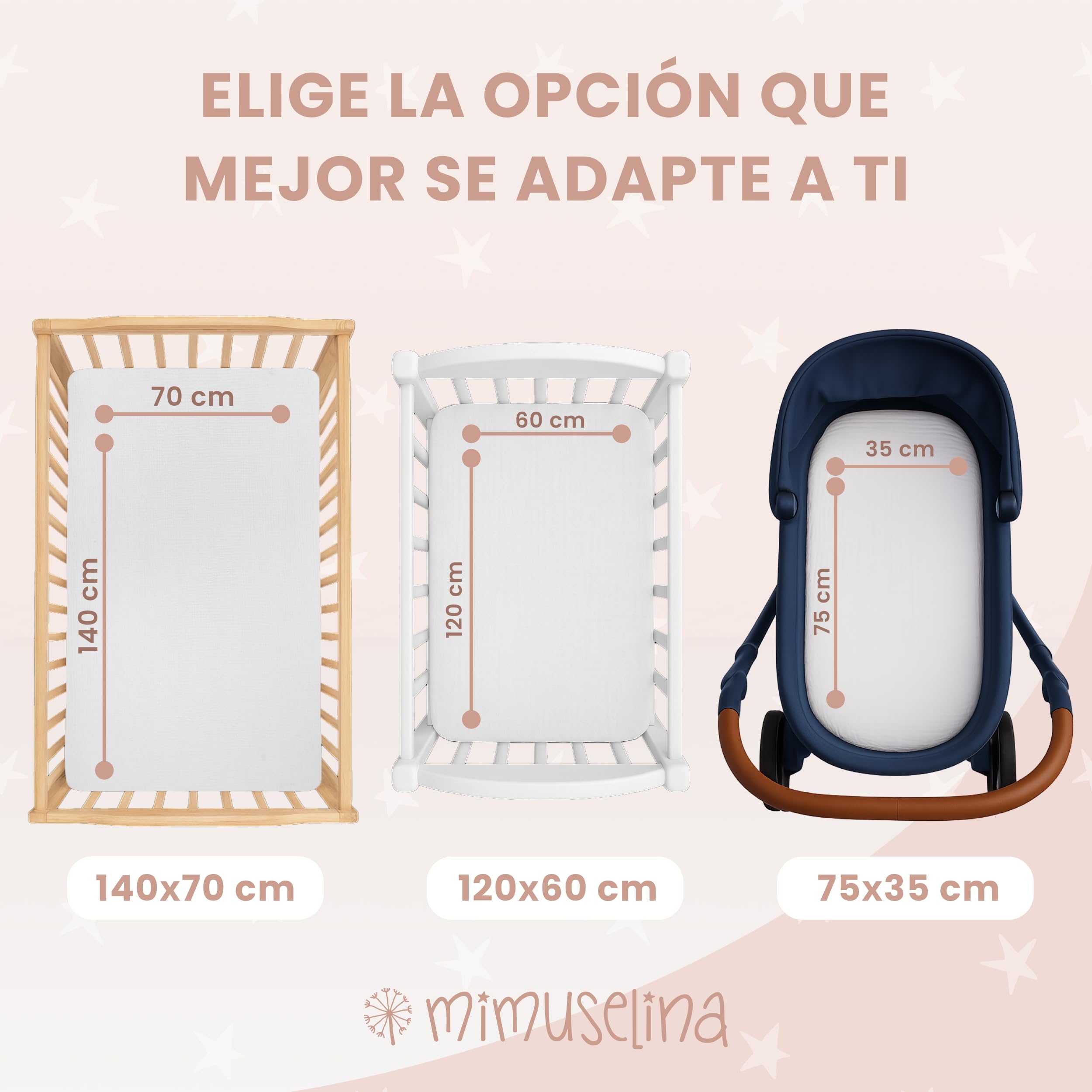 MIMUSELINA Sabanas Capazo Bebe 35x75 | Pack de 2 Sabanas Moises 100% Algodón Muselina Suave y Transpirable | Hechas en España | Blanca - Blanca
