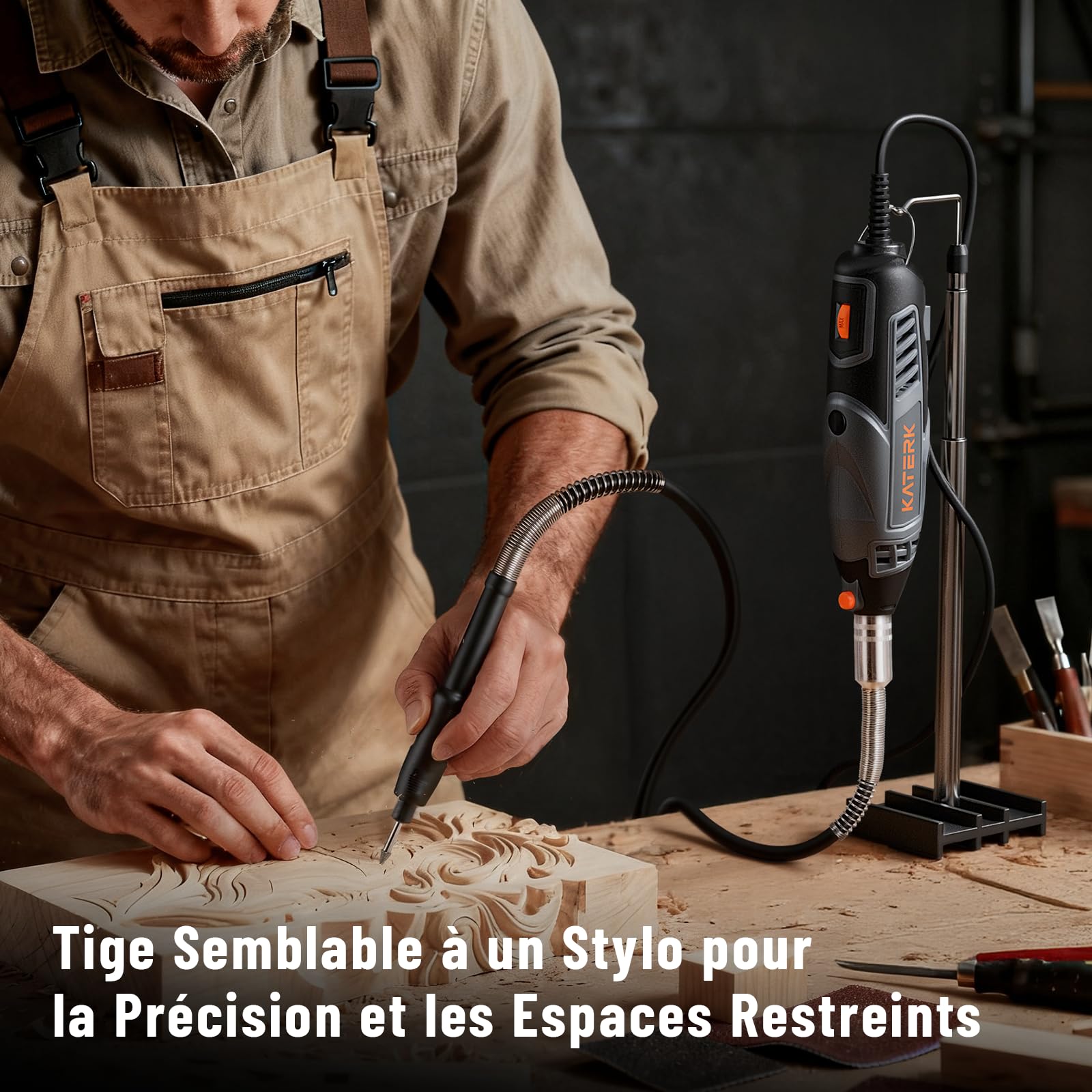 Katerk Outils Rotatifs Multifonction 160W, Outil Rotatif Multifonction avec 155 Accessoires, 6 Vitesses Réglables, 35000RPM Tours/min, Parfait Pour la Coupe, Le Ponçage de Détail