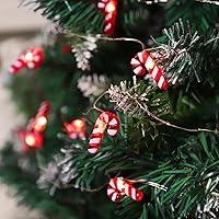 Vista 5 de Impress Life Guirnalda de luces navideñas de bastón de caramelo, 10 pies 20 luces LED 3D Plus centelleantes, funciona con USB y batería con control