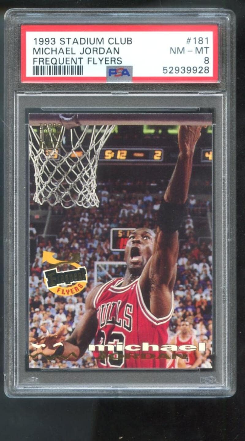 1993-94 Topps Stadium Club #181 Michael Jordan PSA 8 Graded Basketball Card NBA Frequent Flyers Chicago Bulls 1993 1994 93-94