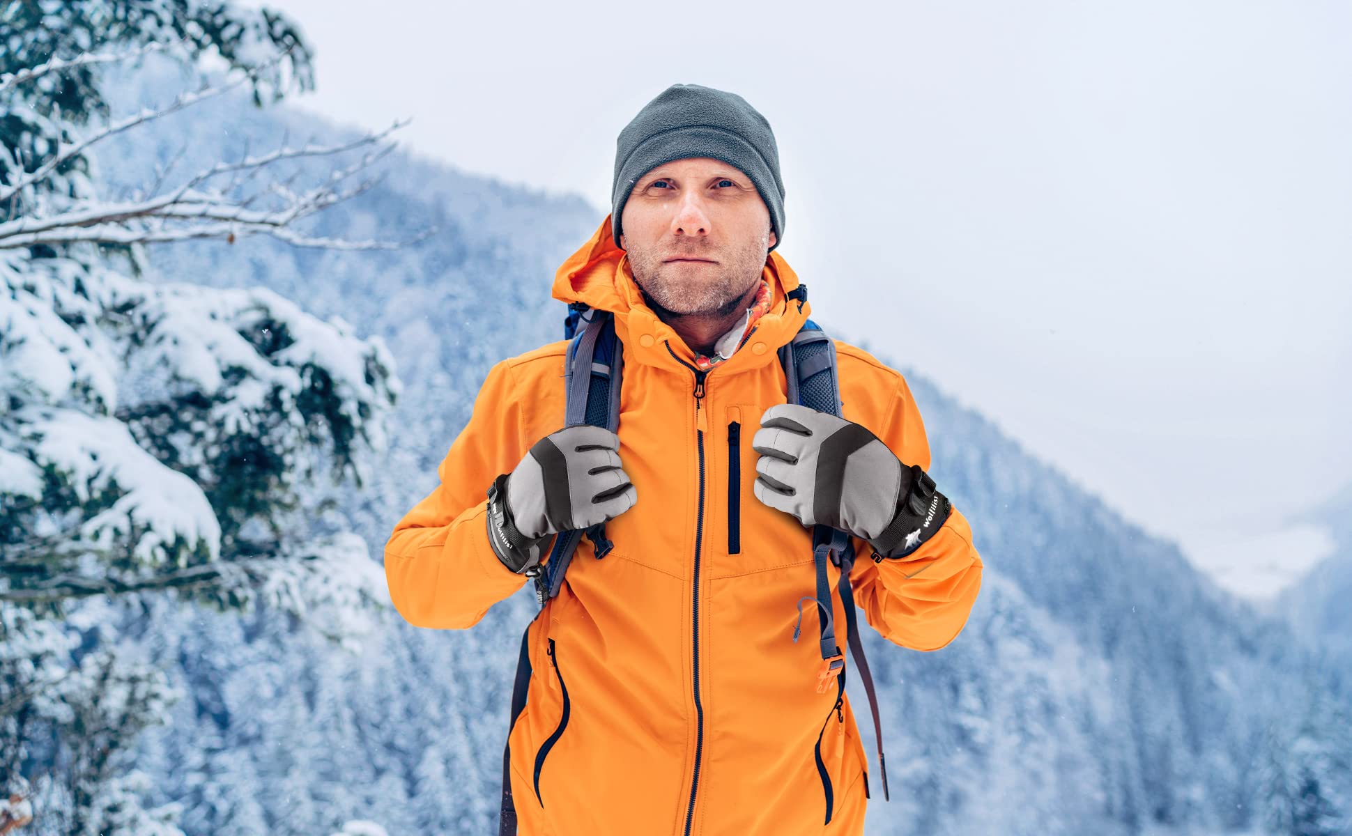 WOLFILIST Guanti da sci impermeabili antivento – 3M Thinsulate Guanti da neve caldi isolati, guanti da snowboard con tasca con cerniera, guanti invernali per touchscreen per uomo e donna
