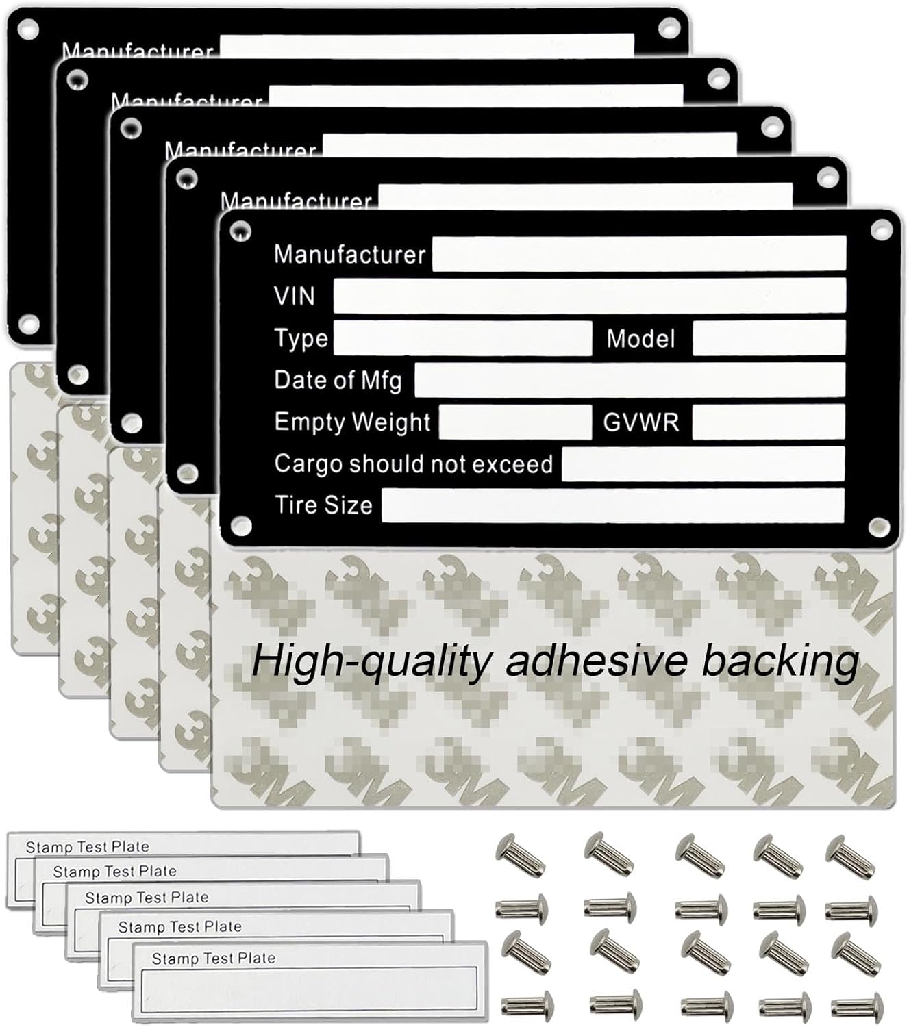Blank Aluminum Trailer ID Plates, Metal Identification Plate, Serial Number Tag, Equipment Data Plate, Chassis ID Label, Compliance Asset Tag, Industrial Nameplate, DIY Replacement ID Plate