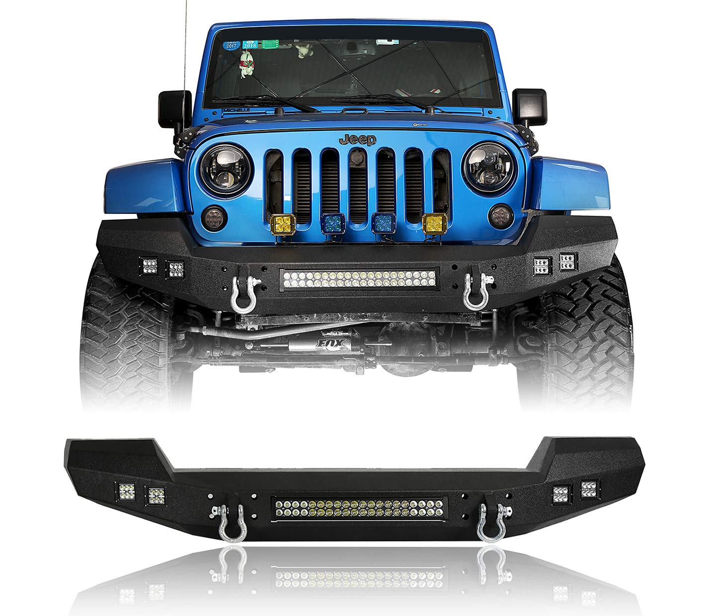 uBox Steel Front and Rear Bumpers Combo for Jeep JK Wrangler 20072018