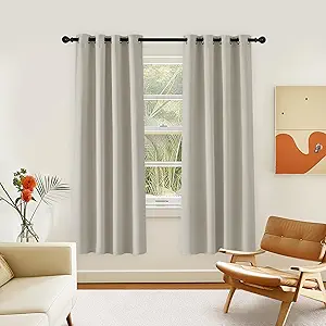 NICETOWN Room Darkening Curtain for Living Room - Energy Saving Thermal Insulated Grommet Room Darkening Curtain/Drape for Bedroom (1 Panel, 46 by 72, Natural)