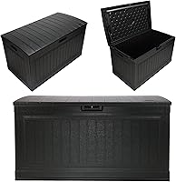 Suncast 80 Gallon Resin Deck Box - Pad-Lockable Outdoor Patio Storage for Cushions, Tools, Iron Ore