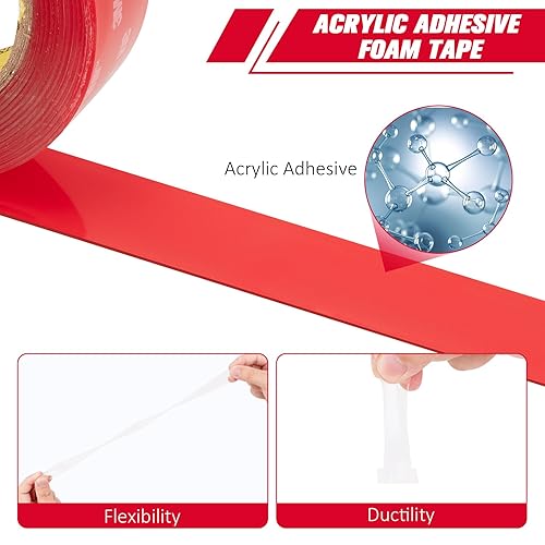 Miniatura 2 de 3M Cinta de montaje de doble cara VHB 0.5 x 15.4 pies 0.045 pulgadas de grosor transparente 4905 cinta adhesiva de espuma impermeable resistente