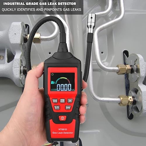 Miniatura 5 de Detector de fugas de gas, detector de gas natural portátil de mano con alarma audible y visual, sensibilidad ajustable localiza fuentes de fugas de