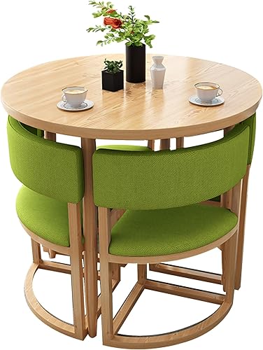 Vista 17 de Mesa de cocina y sillas para 4, juego de mesa redonda de comedor para 4, mesa de negociación de conferencias pequeñas, 1 mesa y 4 sillas, mesas