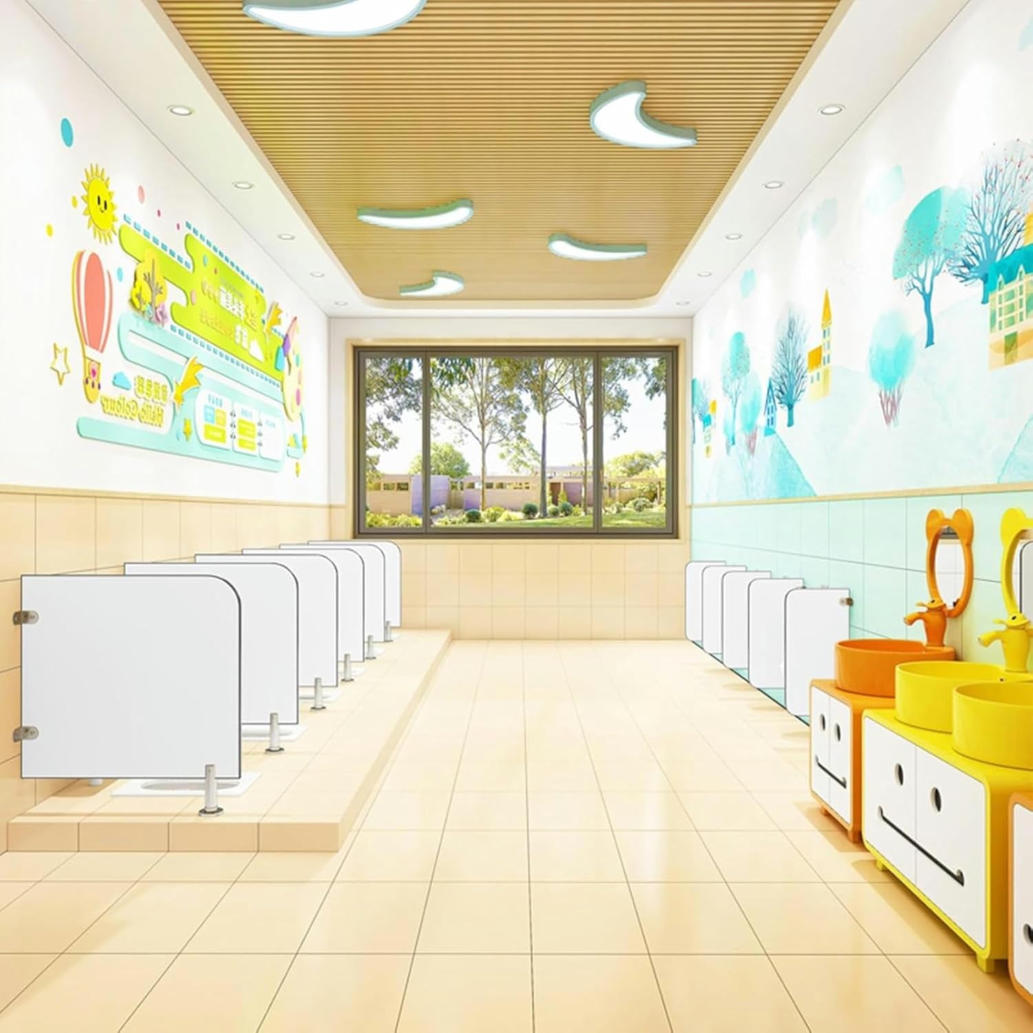 Floor-Mounted Toilet Protection Divider,Panel Urinal Privacy Screen,Childrens Urinal Screen Toilet Partition,Mens Toilet Urinal Partition,Urinal Baffle Toilet Partition,Suitable for Schools (Color