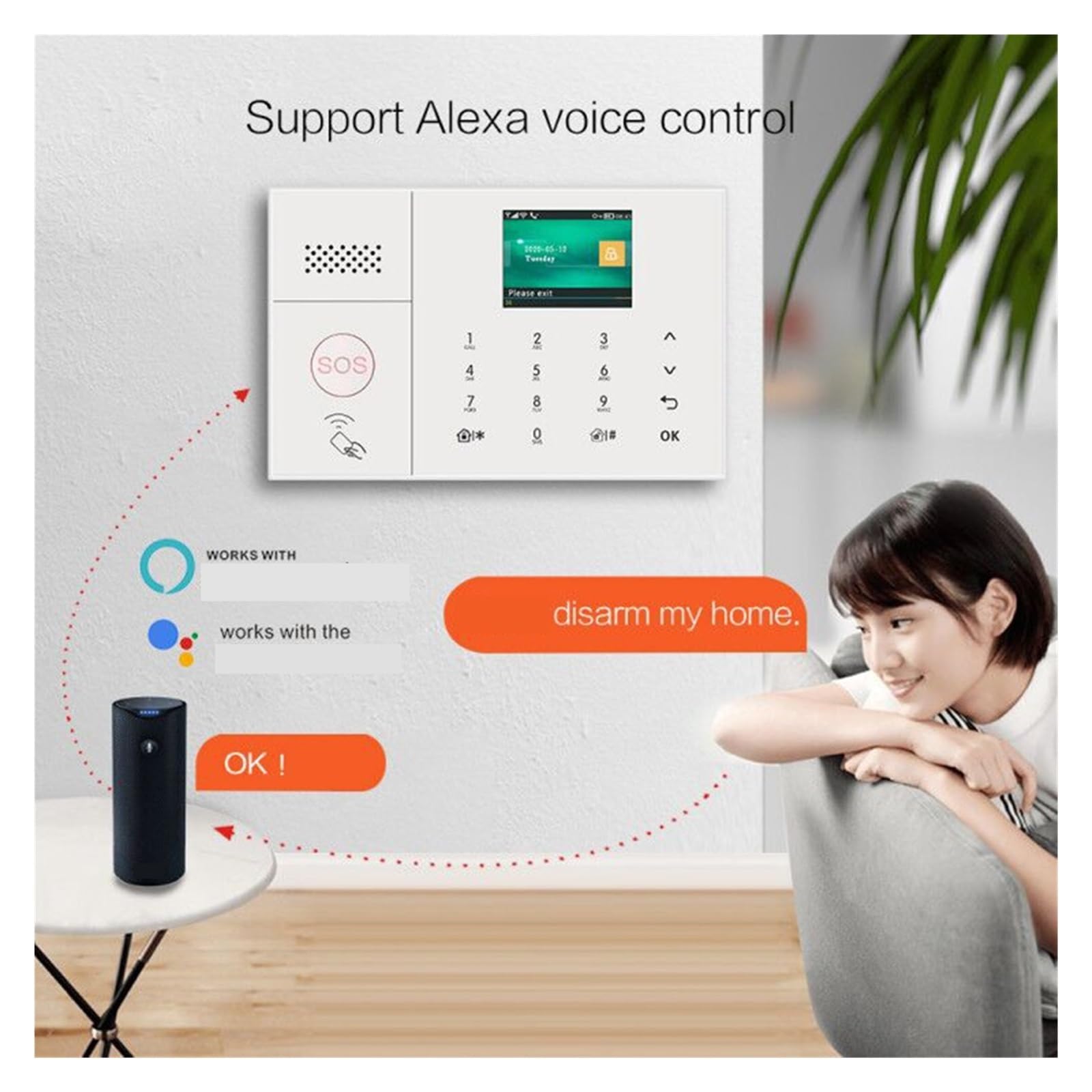 Bezprzewodowa domowa sieć WIFI GSM Bezpieczeństwo w domu z czujnikiem ruchu System antywłamaniowy Kompletny System Alarmowy(E)