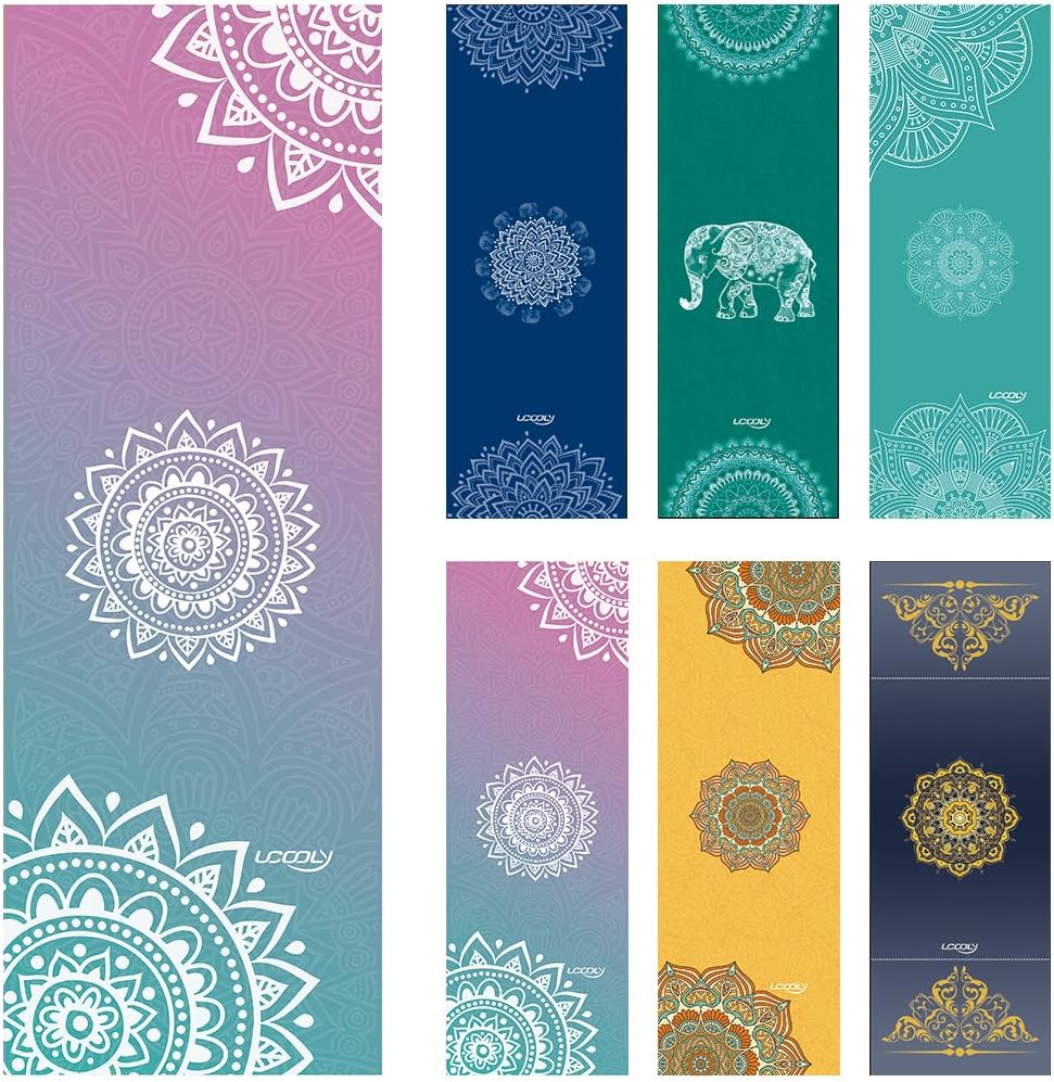 Printed Yoga Towel Non-Slip Bikram Hot Yoga Towels Perfect Size for Mat Ideal for Hot Yoga, Pilates