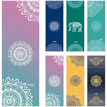 UCOOLY Printed Yoga Towel - Super Soft, Sweat Absorbent, Non-Slip Bikram Hot Yoga Towels | Perfect Size for Mat - Ideal for Hot Yoga, Pilates, Sports 24x72