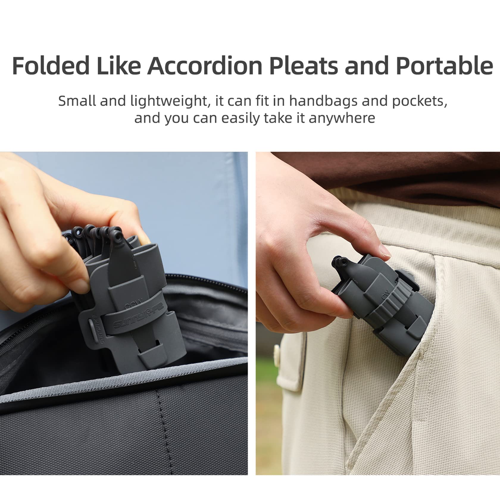 Hensych Rolling Shutter Paddle Storage Bag for Mini 3 Pro Drone,Soft Silicone Folding Storage Protection Box Portable Blade Props Bag Cover Roll-and-go Take-and-go for Outdoor Flying(Brown) - Image 4