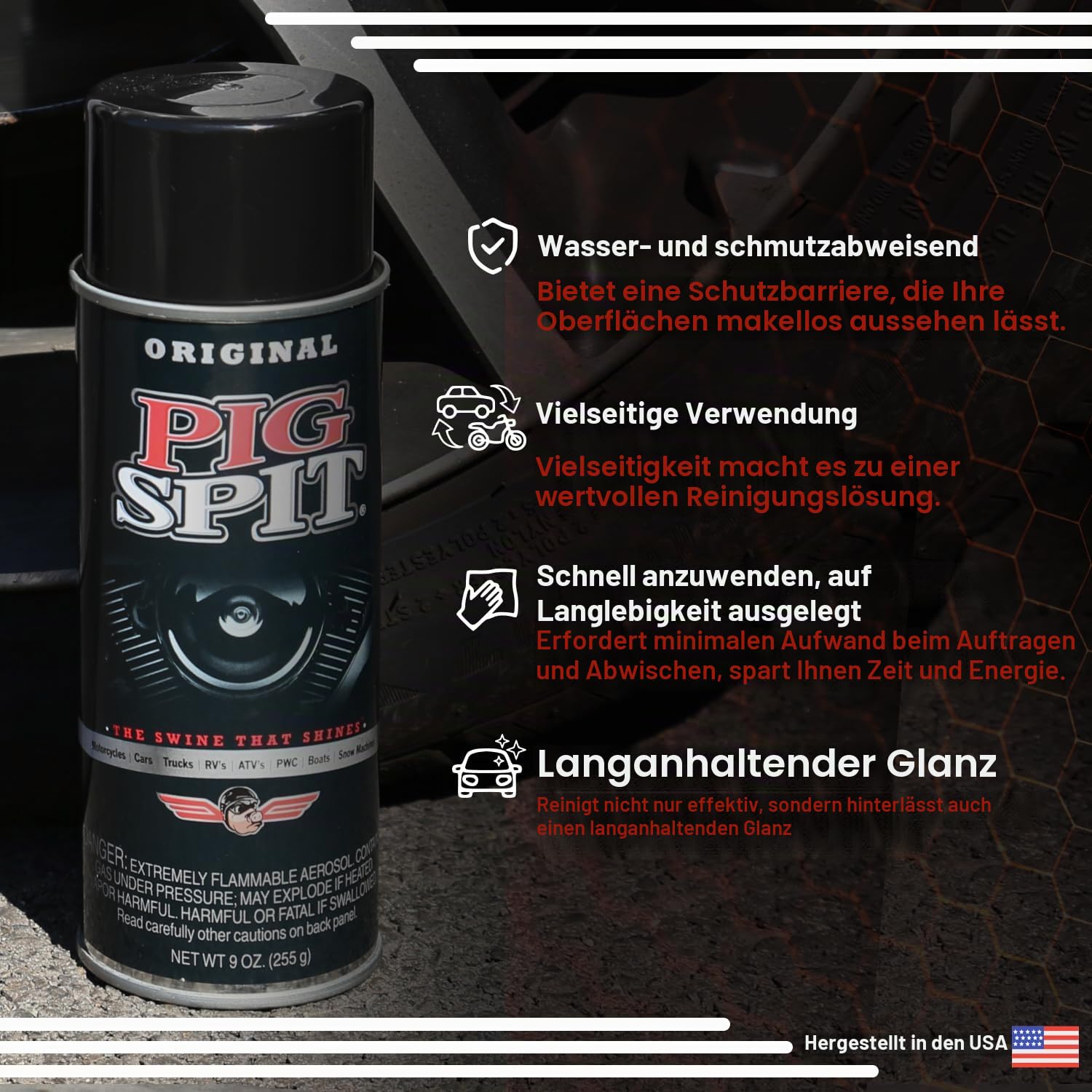 Original, Glanz für Motoren, Zierleisten, Reifen und Vinyl, stellt verblassten schwarzen Kunststoff wieder her, 266 ml, 1 Stück