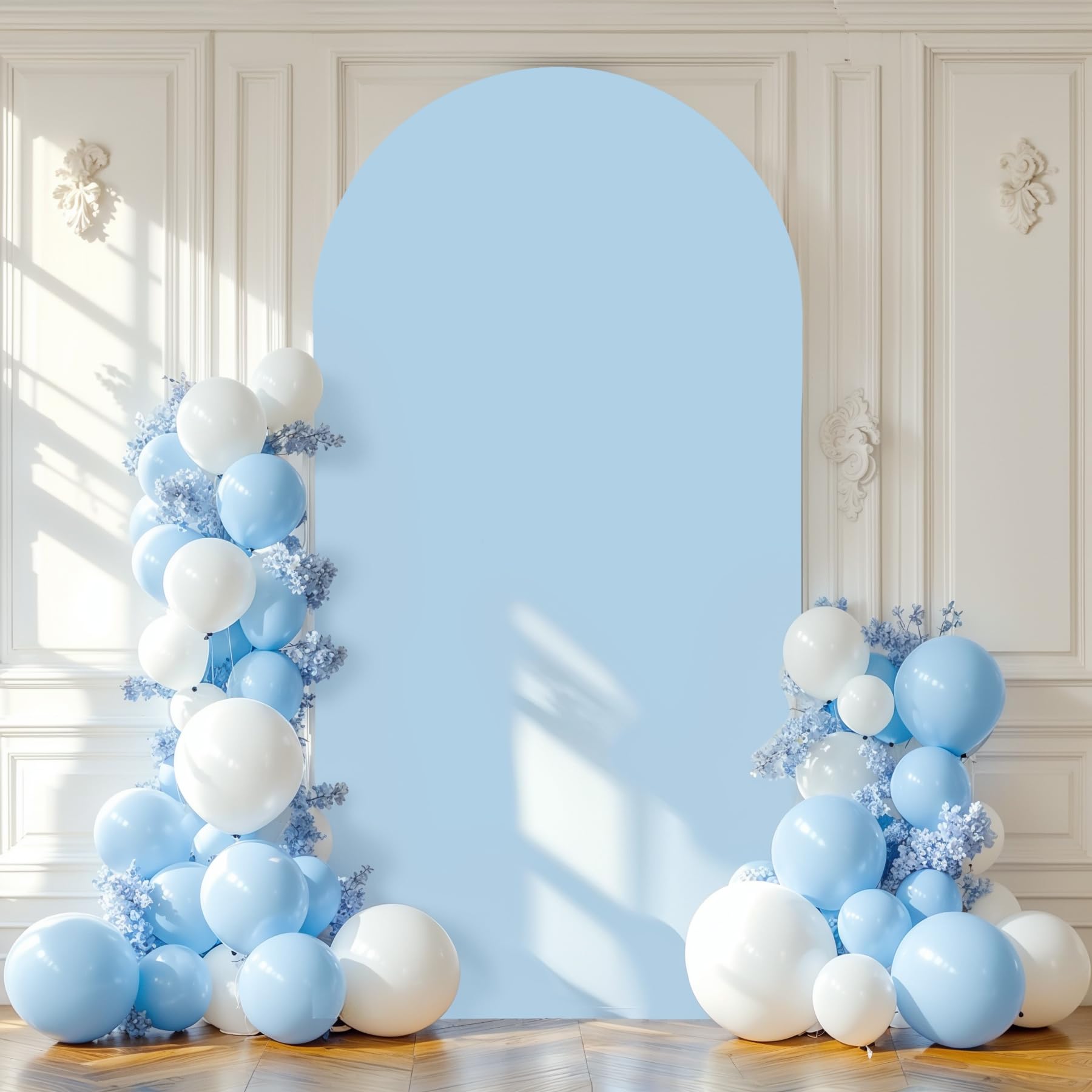 6FT Blue Arch Backdrop Cover Spandex Fitted Arch Covers Stretchy Backdrop Round Top Chiara Backdrop for Birthday Party Baby Shower Ceremony Banquet