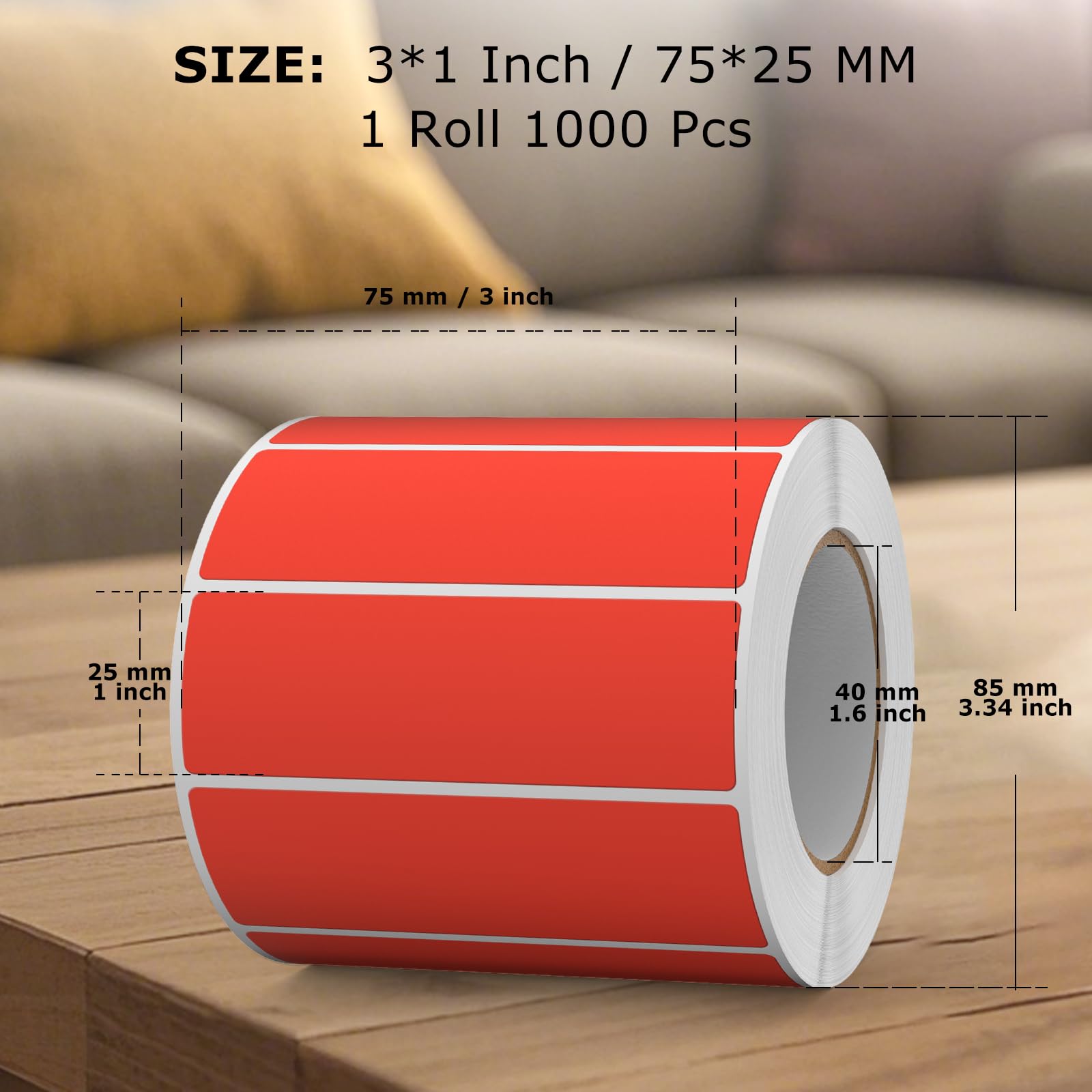 FINDAT 1000PCS Red Rectangular Labels 76×25mm Colour Coding Rectangle Stickers Vinyl Removable Waterproof Name Tags for Folder Bottle Jar Box - Image 2
