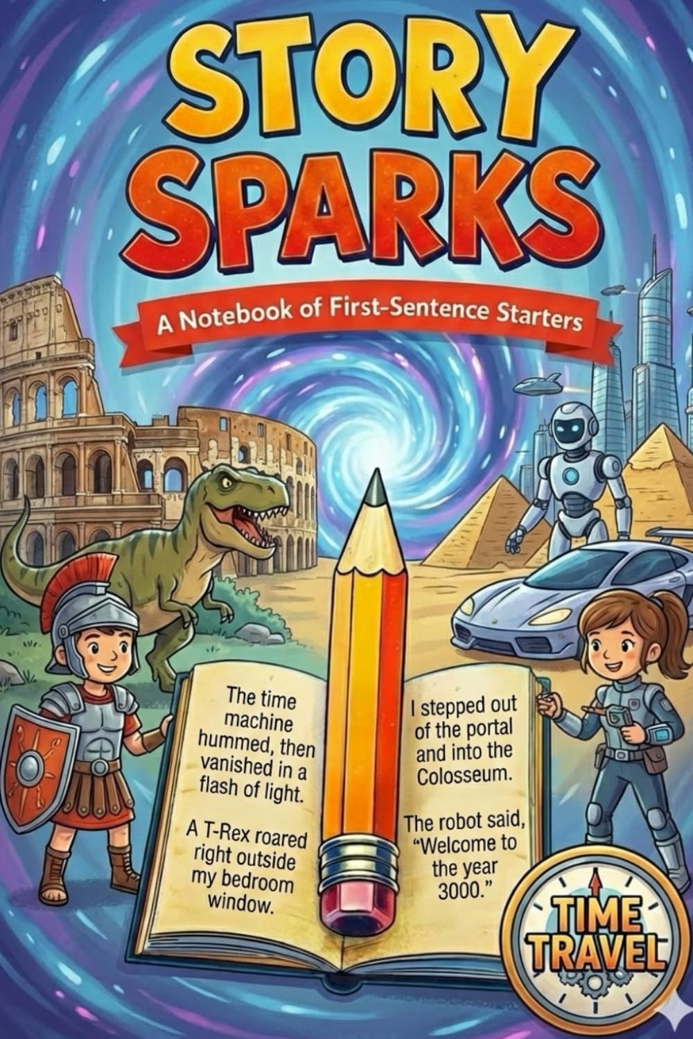 Story Sparks: Time Travel: Story Starters for Creative Kids: A Notebook of First Sentence Starters