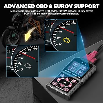 MR CARTOOL Motorcycle Diagnostic Tool OBD2 Motorcycle Fault Code Readers Scan Tool Motorcycle Code Reader Scaner Compatible with Yamaha 2/3/4P, Kawasaki 4-6P, Honda 4P, OBDII(Not Applicable to Bike)