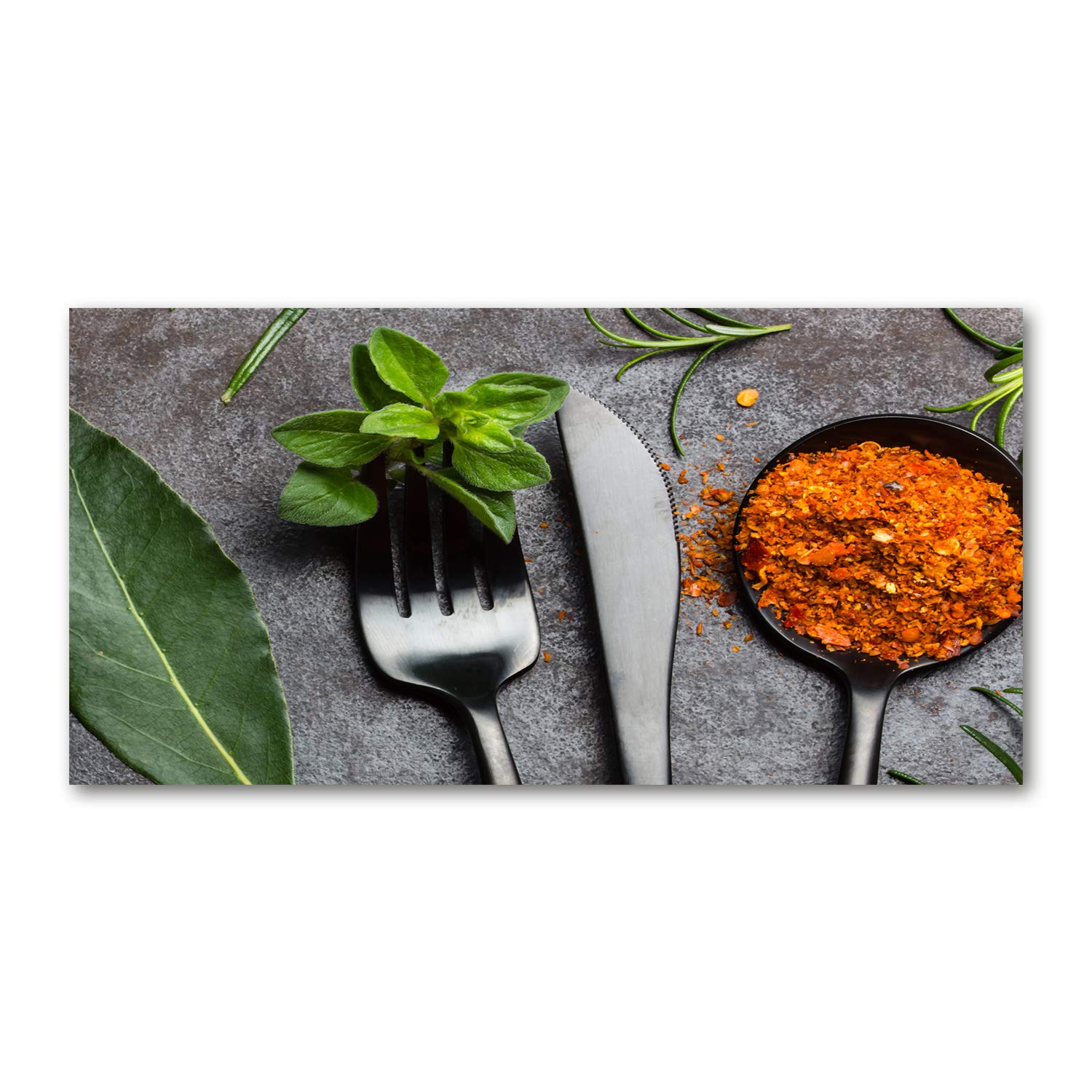 Tableau plexiglas cuisine Cubiertos y especias Tulup 120x60 cm art mural