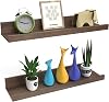 Set of 3 Floating Shelves Wood Wall Mounted Shelf Picture Ledge Display Racks Spice Racks Decorative Wall Shelves for Bedroom Living Room Kitchen Home Office (White Shelves) (Pack of 2)