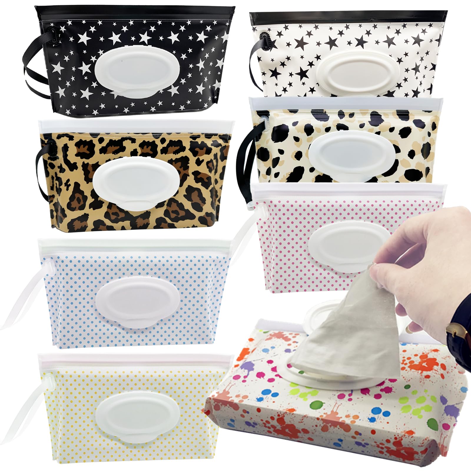 FITULABO 8 Pack Portable Refillable Wet Wipes Dispenser Box – Reusable Baby Wipes Holder & Wet Wipe Pouch, Compact Wipes Container for Home, Car, Office or Travel – Fits Box of Baby Wipes