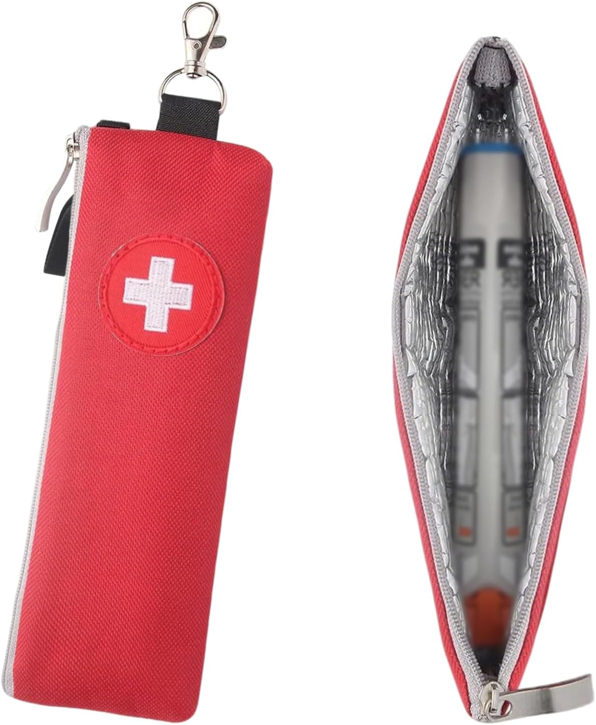 1 Pack Insulated Slim EpiPen Carry Case Portable Emergency Medical Pouch Holder for One Epipen or Allergy Medicine Essentials Diabetes Red