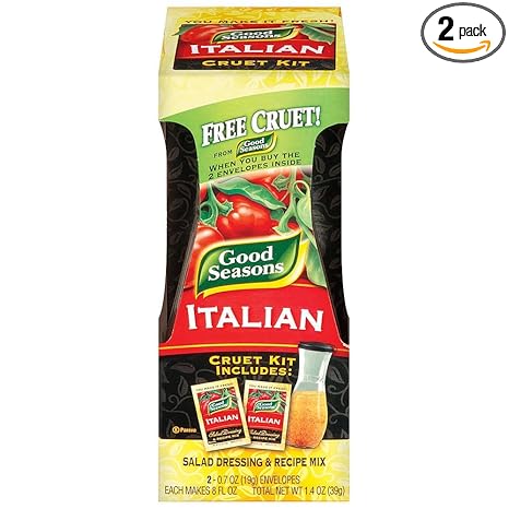Good Seasons Salad Dressing and Recipe Mix With Cruet, Italian, 2 Count (Pack of 1) Good Seasons Salad Dressing and Recipe Mix With Cruet, Italian, 2 Count (Pack of 1)