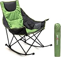 Vista 16 de SUNNYFEEL Silla Mecedora de Camping, Reclinable Acolchada de Lujo, Silla Plegable de Jardín de Gran Tamaño con Bolsillo, Resistente