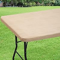 Vista 1 de smiry Mantel rectangular, impermeable, elástico ajustable para mesas de 4 pies, manteles de vinilo con parte trasera de franela lavable para picnic