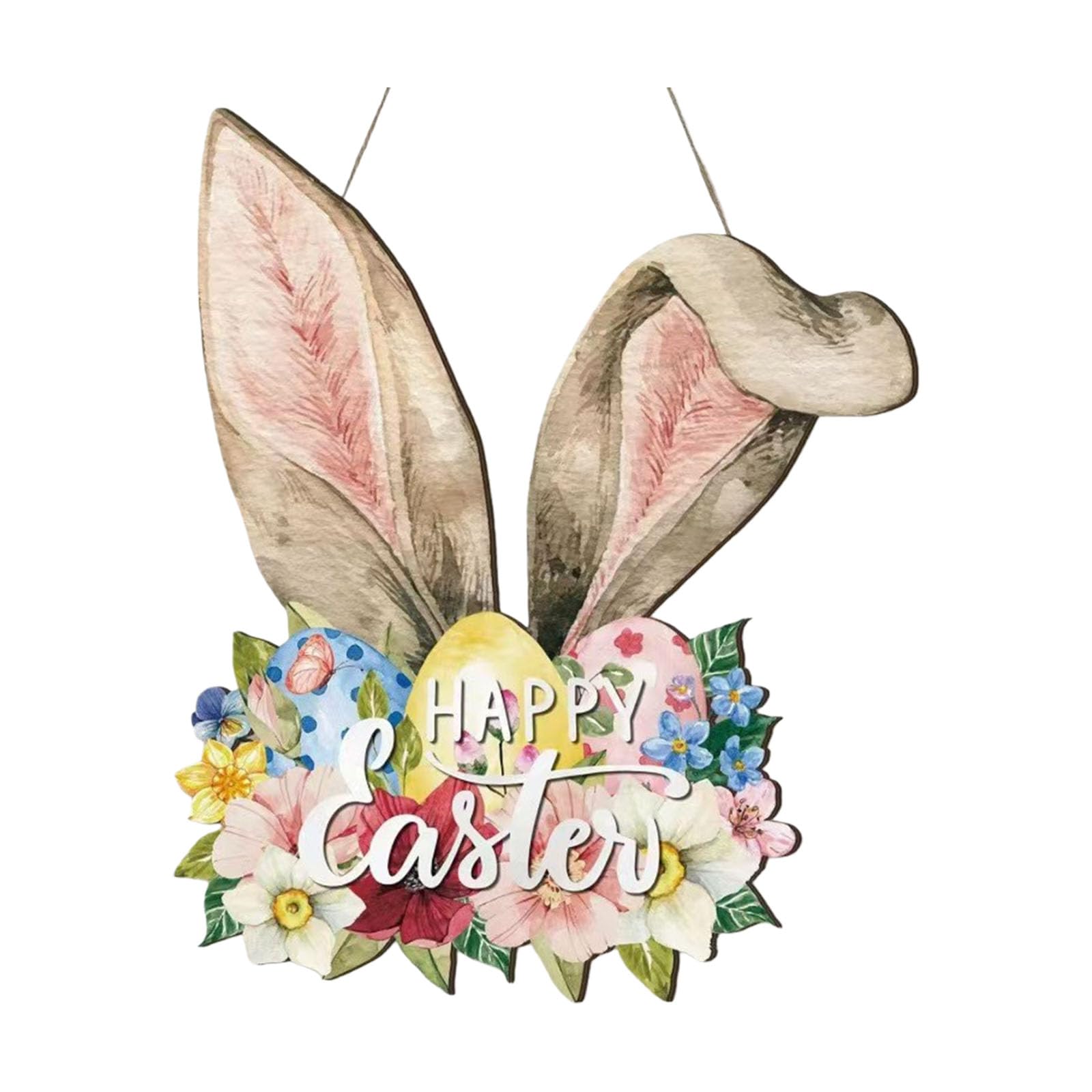 Multifunctional Wooden Rabbits Ornament for Easter Parties Room Decor Quick Setup Wooden Easter Sign