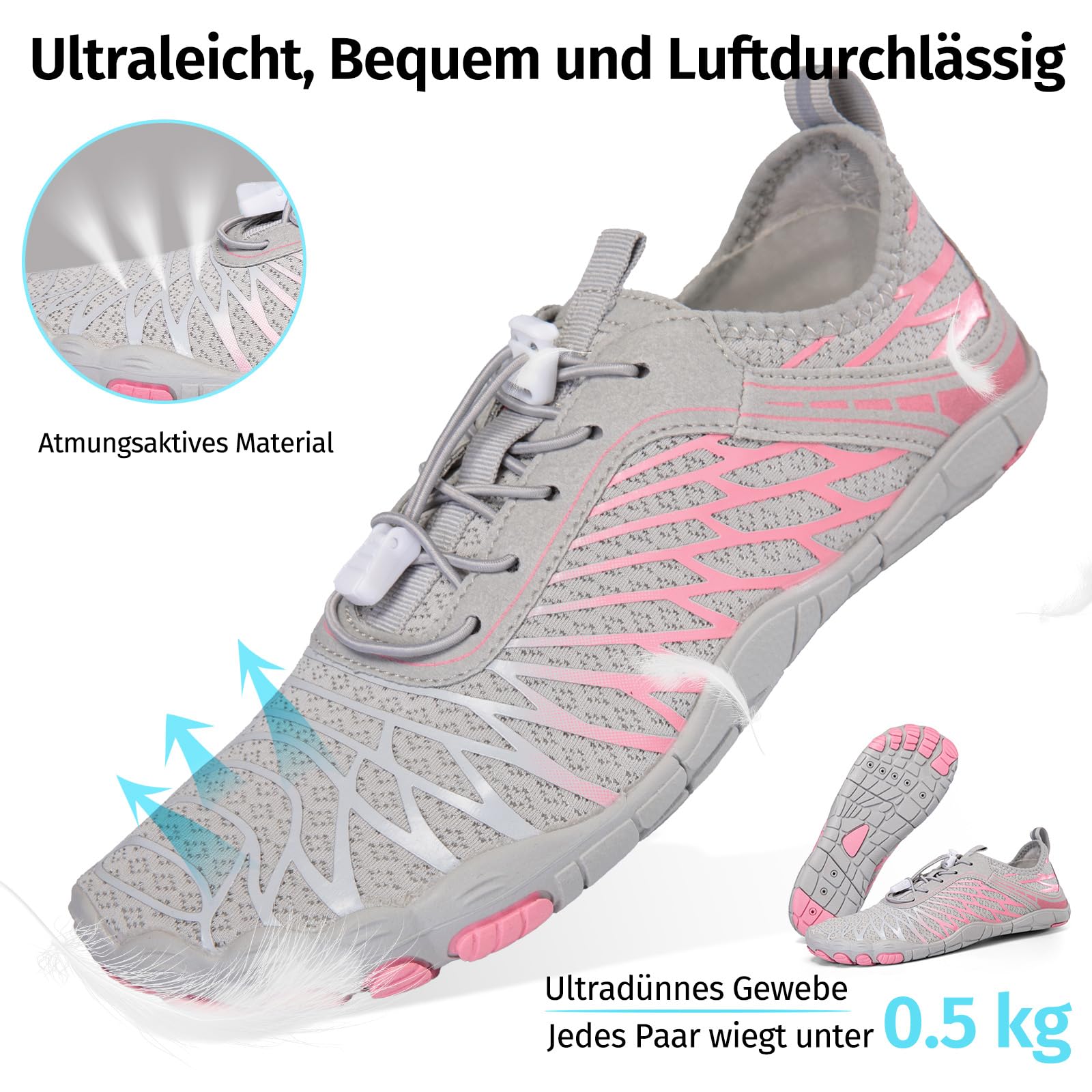Chaussures Pieds Nus Feral Walk Light, Chaussures Minimalistes Barefoot pour Homme et Femme - Antidérapantes, Respirantes