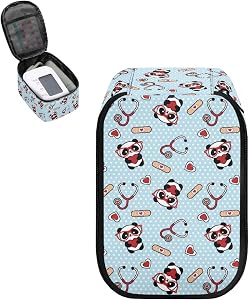 JoyLamoria Panda Medical Print Blood Pressure Monitor Case Blood Pressure Cuff Case with Mesh Pocket for Other Small Accessories