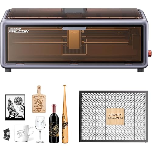Creality Falcon A1 10W Laser Engraver, Enclosed Laser Cutter with Air Assist, Class 1 Safety Laser Engraving Machine with 460 * 346mm Honeycomb Working Bed for Falcon A1
