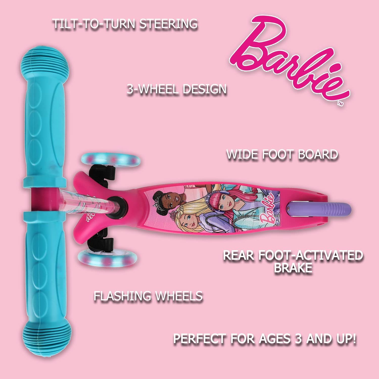 Hot Wheels 3-Wheel Self Balancing Scooter With Light Up Wheels - Kids Ages 3+