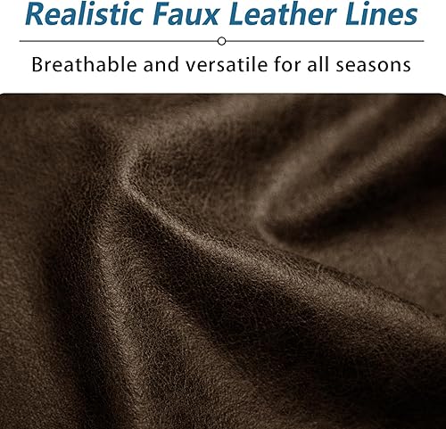 Vista 5 de Fundas de cojín para sofá, con aspecto de cuero, 3 piezas, juegos de fundas elásticas para asientos de sofá para sala de estar, fundas de cojín