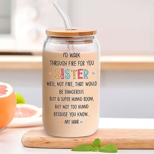 Miniatura 2 de Regalos para hermanas  Regalo para el día de la madre para hermana  Cristal para hermana  Regalos para hermana de hermana  I'd Walk Through Fire For