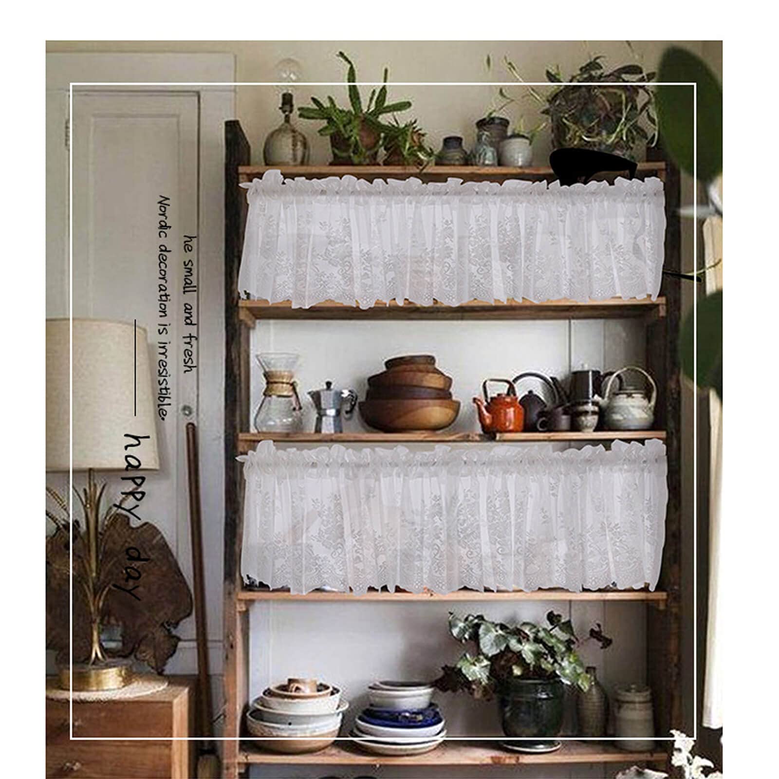 Amazon.co.jp: カフェカーテン レース 小窓90cm60cm40cm カフェ
