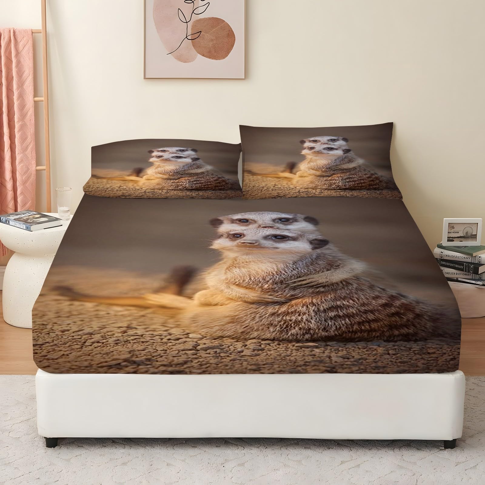 EMMEボックスシーツ　マイクロフリース　コーヒー色　100×200cm Amazon｜ボックスシーツ シングル ミーアキャット ブラウン ベッド