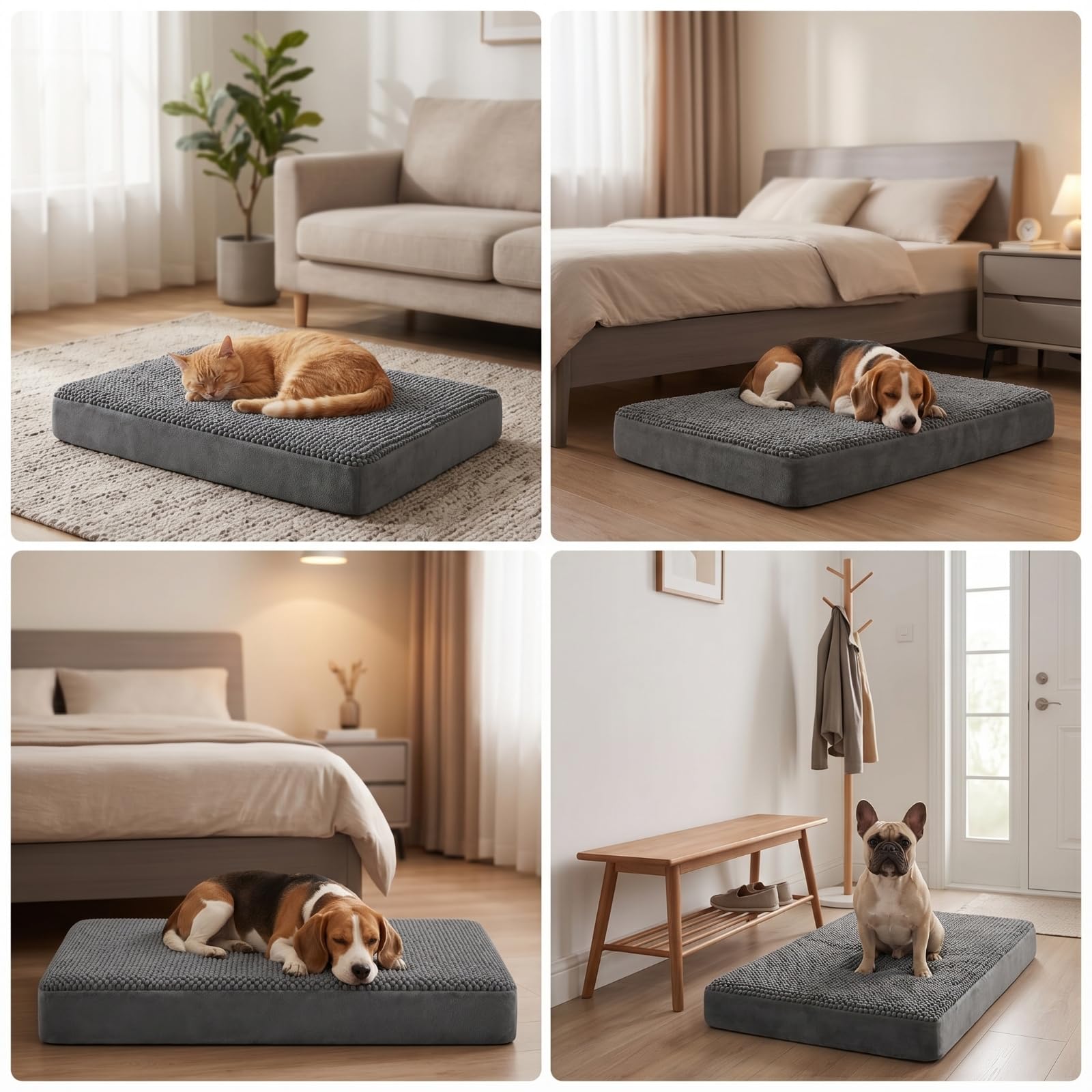 rockible Colchoneta con Base Antideslizante Lavable Cama Desenfundable Cojín para s, Sala Estar, Gris Oscuro, 86 56 8cm