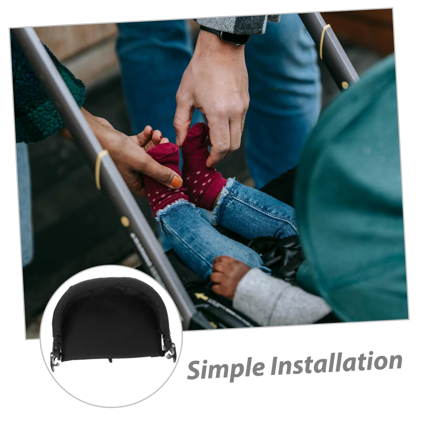 Fußstützenverlängerung aus Stoff verstellbare Kinderwagen Abnehmbar Einfache Installation mit Schwarzer Farbe Geeignet für Babywagen und Kinderwagen