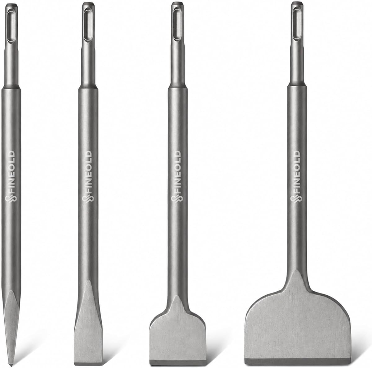 SDS Plus Chisel Set, 4PCS Alloy Steel SDS Chisel Bits for Rotary Hammer, Tile Removal Tool for Demolition Chipping Scaling Grooving, Removing Cement Thinset Mortar Vinyl