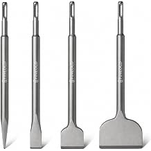 SDS Plus Chisel Set, 4PCS Alloy Steel SDS Chisel Bits for Rotary Hammer, Tile Removal Tool for Demolition Chipping Scaling Grooving, Removing Cement Thinset Mortar Vinyl