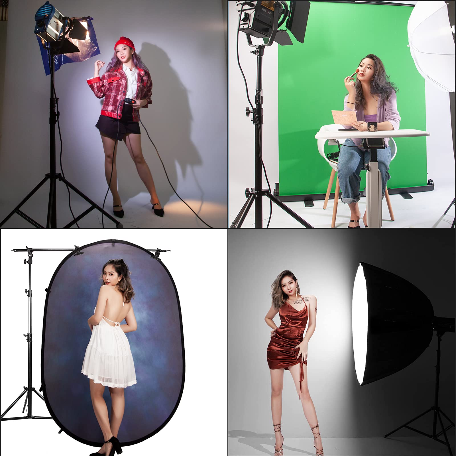 Supporto per luce fotografica da 260 cm con ruote girevoli, supporto leggero imbottito ad aria resistente con perno da 1/4" e 3/8" in acciaio inox per luce video da studio, stroboscopio