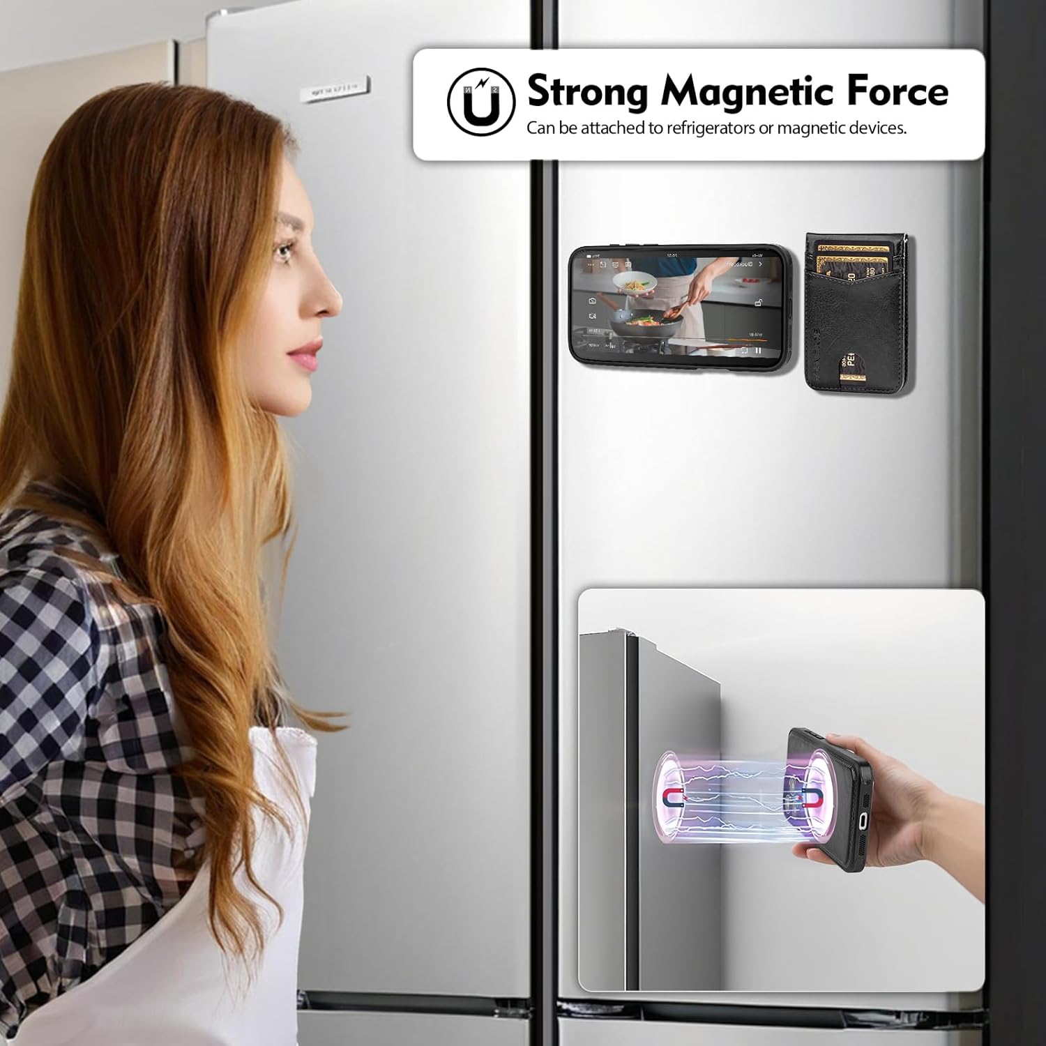 Compatible with Magsafe 2 in 1 Detachable iPhone 16 Pro Wallet Case with Card Holder Women Men,Magnetic PU Leather RFID Blocking Flip Kickstand Credit Slots,for Apple 16 Pro 6.3",Black - Image 6