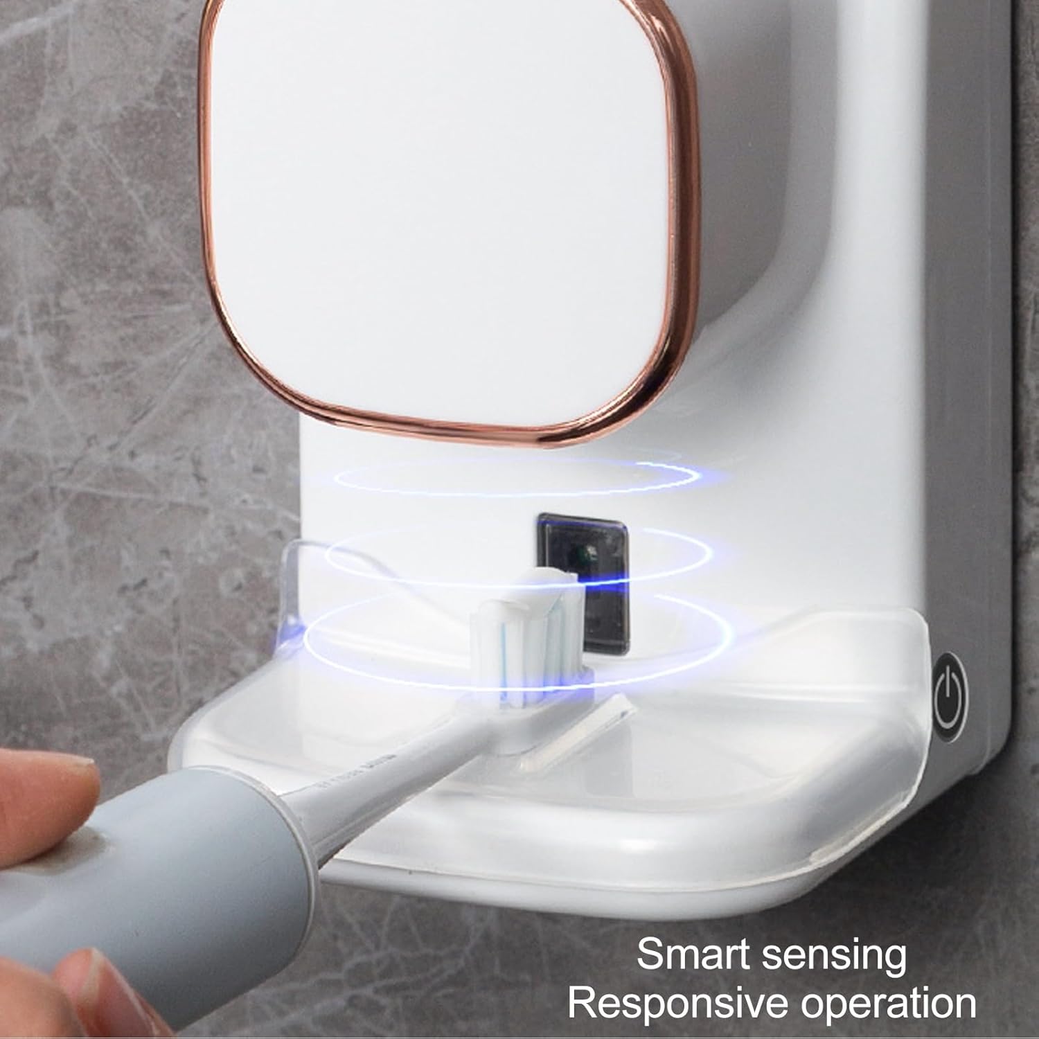 Electric Toothpaste Dispenser, Automatic Toothpaste Squeezer, Wall Mounted with 3 Toothbrush Slots and Holder, Smart Bathroom Accessories Stylish Decor (White)
