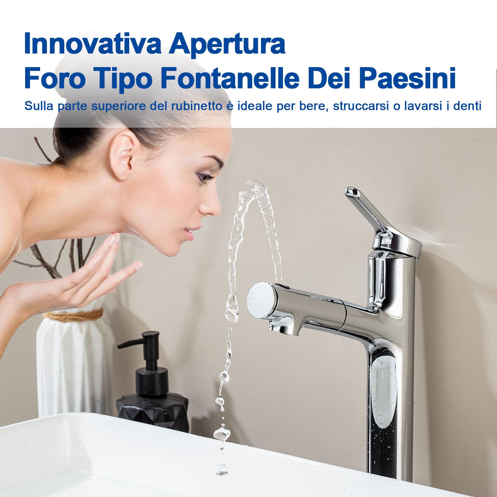 LakeBayMZC Waschtischarmatur Ausziehbar - Schwarz Matt Mit 3 Strahlarten