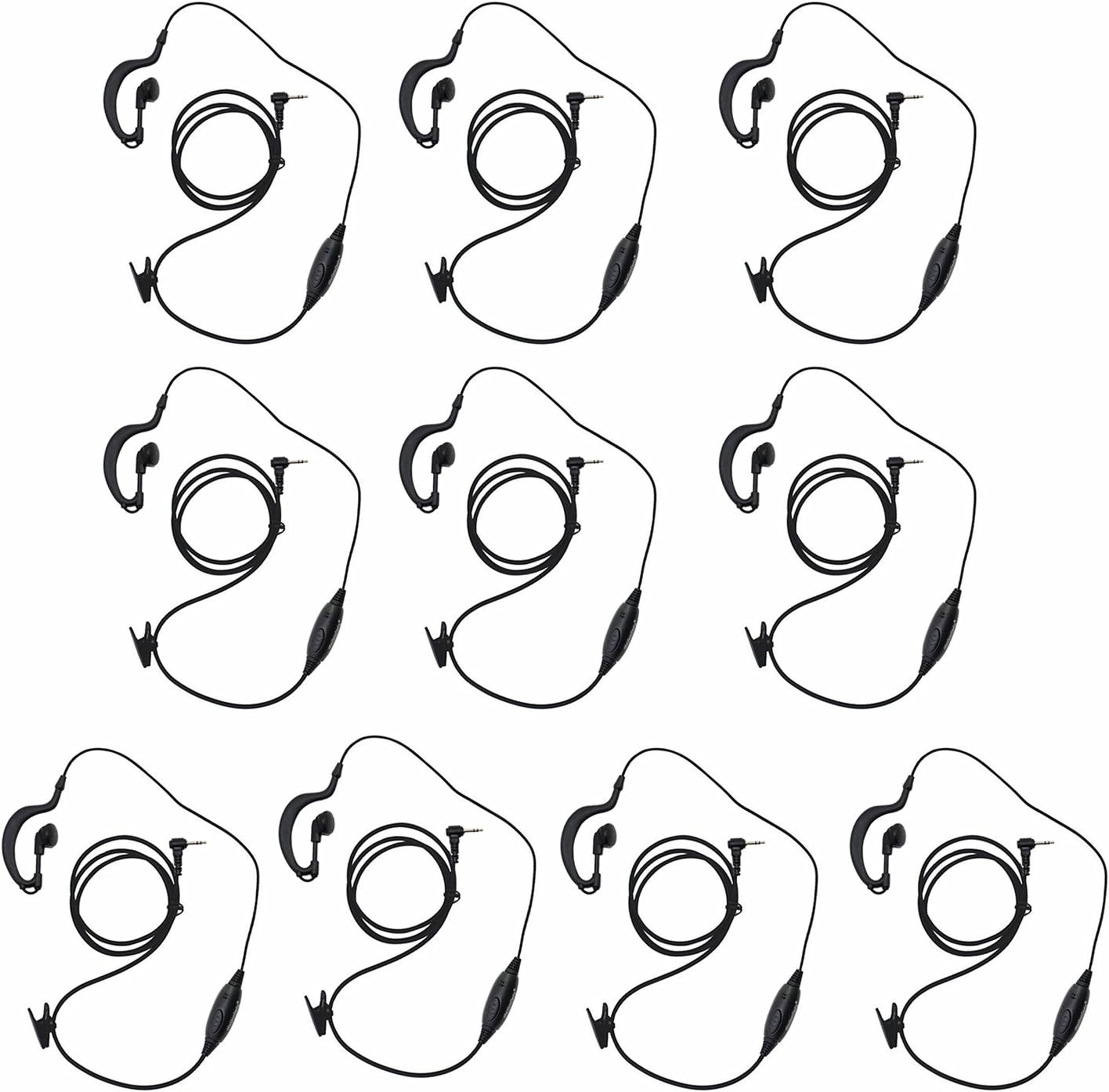 abcGoodefg 1 Pin 2.5MM Walkie Talkie Earpiece with Mic, G Shape Ear Piece for Police Radios Law Enforcement Compatible with Motorola MH230R MH230TPR MR350R MS350R (10 Pack)