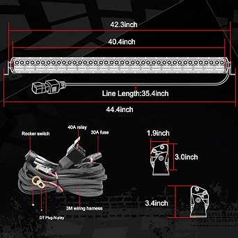 40 Inch LED Light Bar with Wiring Harness LED Offroad Light