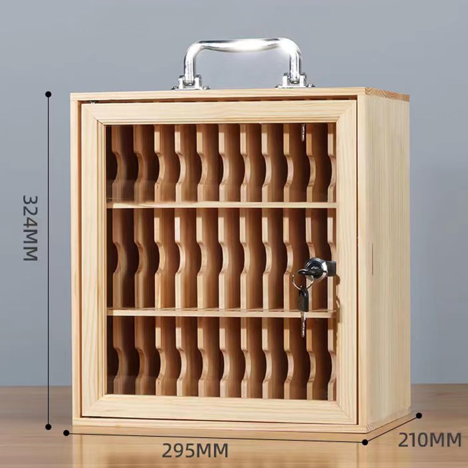 Armario para teléfono móvil, 36 Compartimentos, Madera + Cristal acrílico, Armario portátil para teléfono móvil para Oficina Escuela Sala de conferencias