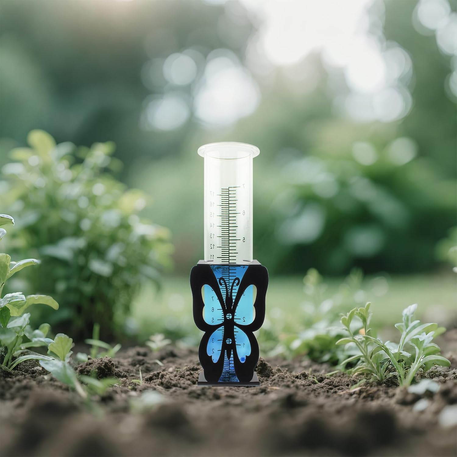 TBWHL 7" Glass Rain Gauge with Stainless Steel Butterfly Rack for Outdoor image 5